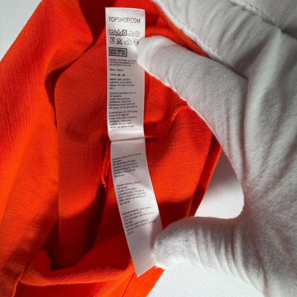 Topshop Mini Skirt Women 4 Orange A-Line Cotton Pocket Mod Summer Moto Y2K Retro - Picture 9 of 10
